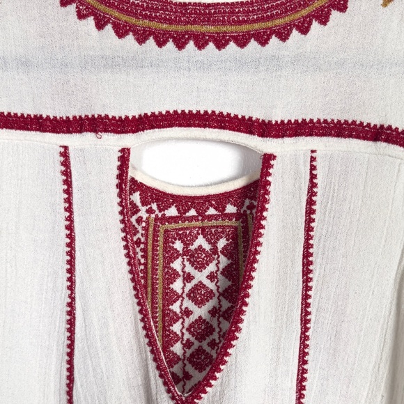 Free People Bohemian Embroidered Cotton Tunic Top XS - Picture 5 of 8